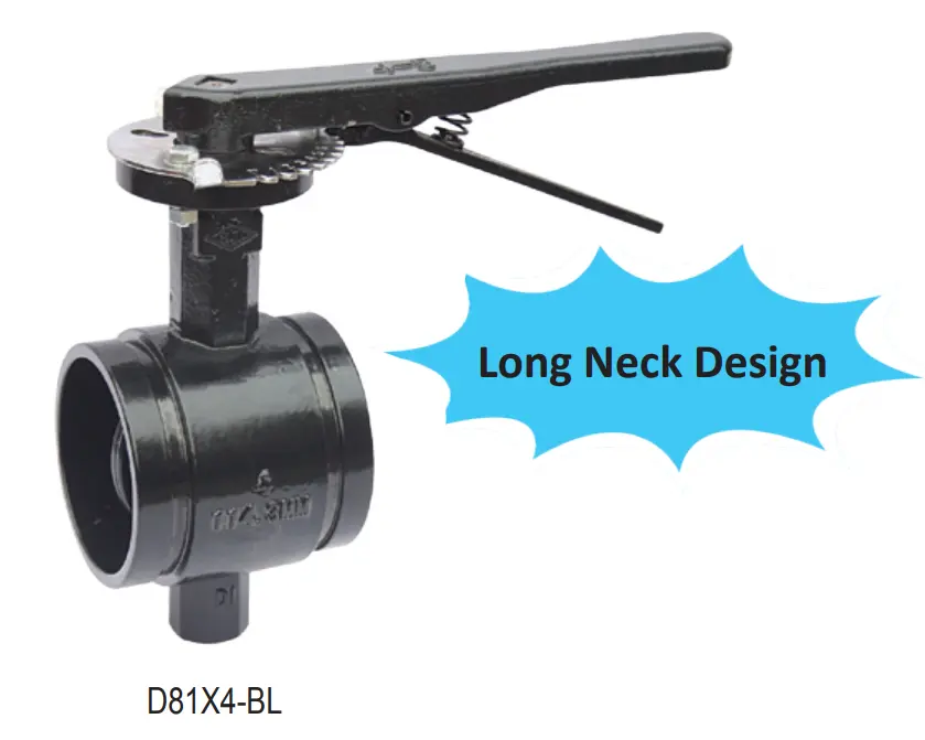 BS EN 593 Grooved Butterfly Valve with Long Neck