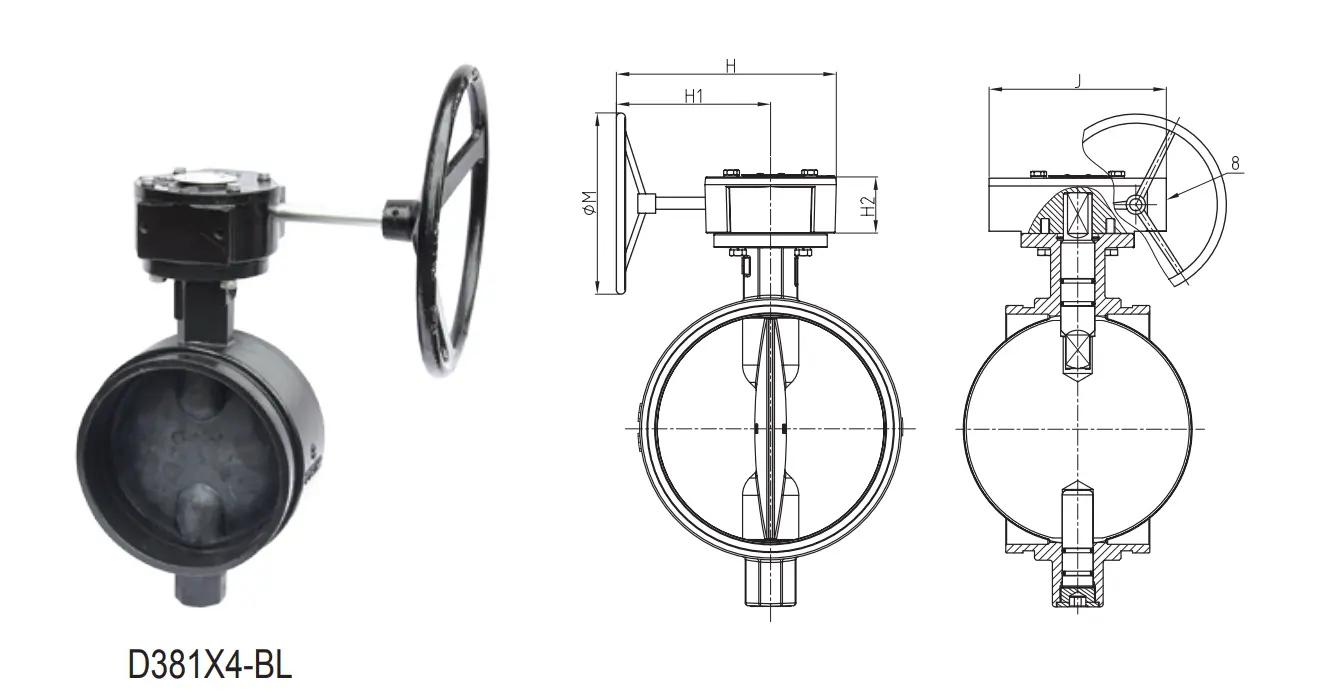 BS EN 593 Grooved Butterfly Valve with Long Neck