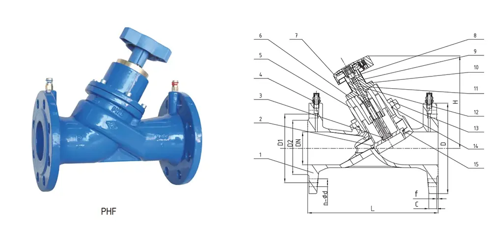 Flange Static Flow Balancing Valve PHF PN10/16